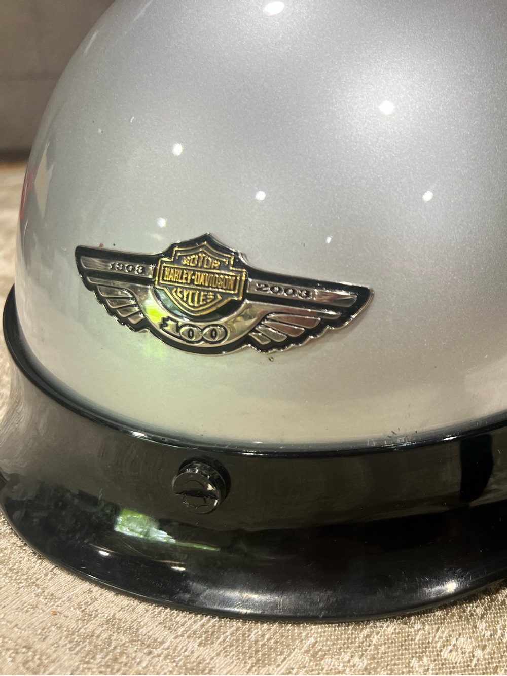 Harley-Davidson 100 anniversary Silver & Black Decorative Helmet Accent